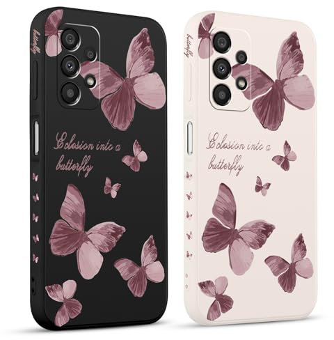 Pnakqil 2 stück Handyhülle für Samsung Galaxy A33 5G 6,4,Hülle Blitz Schmetterling Bemaltes Muster süß Aesthetic Schön Mädchen Kameraschutz Stoßfeste Case Silikon Schutzhülle Tasche