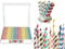 GILORRA Paper Straws, 150 Pack Paper Drinking Straws Bio-Degradable Drinking Paper Straws Wedding Party, Party Straws, Restaurant, Juice Drinking Straws(150 Pcs Multi Stripe)