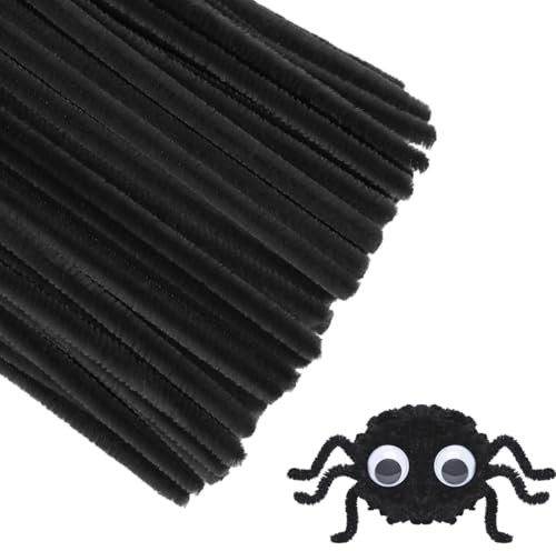 200 Stück Pfeifenreiniger Schwarz, Pfeifenputzer zum Basteln, 30cm Chenilledraht, Pipe Cleaner, Pfeifenreiniger für DIY Handwerk Dekorationen
