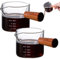 Liummrcy Espresso-Schnapsglas, 100 ml, transparent, mit 2 V-Ausgießern und Holzgriff, Espresso-Ausgießer, Schnapsgläser, 2 Stück