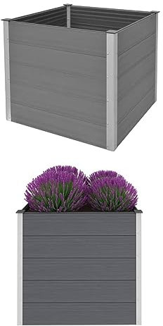 Iiaky Arriate de WPC Gris Jardinera Rectangular Traviesas De Madera para Jardin 100x100x91 cm