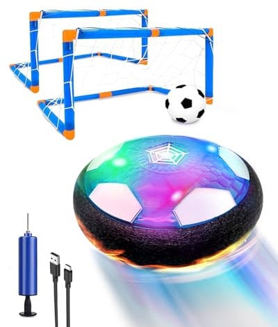 KALAHOL Rechargeable LED Hover Football Set, Air Power Soccer Ball with 2 Goals, Hover Soccer Ball with Foam Bumper, 3-12 Boys Toys for Indoor Outdoor Game, Kids Football Gifts for Christmas, Birthday
