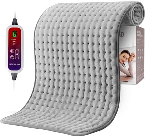 Qfun Heizkissen mit Abschaltautomatik 100x50cm, Extra Groß Wärmekissen Elektrisch, Maschinenwaschbar Elektrisches Heizkissen Groß xxl für Rücken Nacken Schulter Bauch, 6 Temperaturstufen und 4 Timer