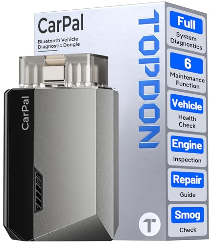 TOPDON Carpal OBD2 Scanner Bluetooth - Scanner for Car, AI-Assisted All System Diagnostic Tool for iOS & Android, Vehicle Health Check, 6 Maintenance Services, Smog Check, Repair Guide