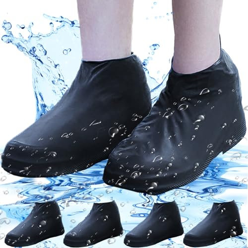 Ahigh Copriscarpe Impermeabili, [3 paia] Copri Scarpe per Pioggia Donna Uomo,Copriscarpe Monouso/Riutilizzabili, Copriscarpe Moto con Antiscivolo Antipioggia, Galosce Pioggia Fango Neve, XL(43-46)