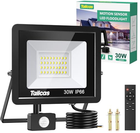 30W LED Strahler mit Bewegungsmelder Außen, 2700LM 6500K Superhell Dimmbar außenleuchte mit Fernbedienung, IP66 Wasserdicht led strahler außen Außenstrahler Scheinwerfer fluter fur Garten Garage