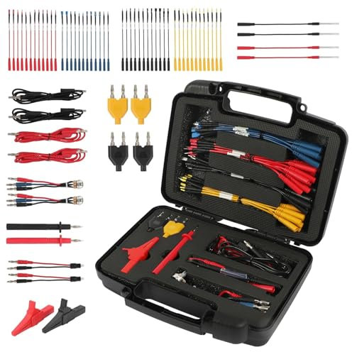 68PCS Multimeter Test Leads Kit, Automotive Circuit Test Lead Kit with Replaceable Wire Piercing Probes, 32A/1000V Alligator Clips Terminals,Acicular Probe,Banana Plug Adapters,Volt Meter Leads