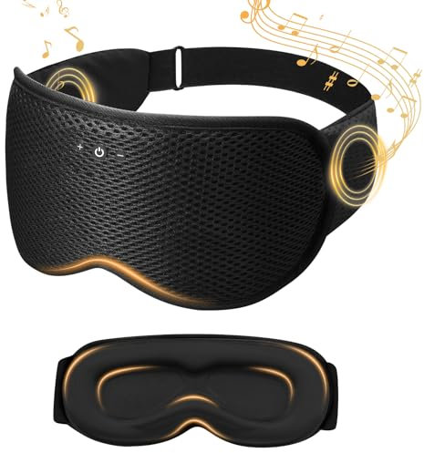 Mixiba 3D Contoured Sleep Mask with Bluetooth Headphones, Eye Masks for Sleep, Sleeping Headphones, Sleeping Mask with Ultra-Thin Stereo Speakers for Men, Women, Tech Gifts - Black