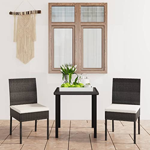 Sufrk 3-TLG. Garten-Essgruppe Poly Rattan Schwarz Gartensitzgruppe Loungegarnitur Sitzgruppe Gartengarnitur