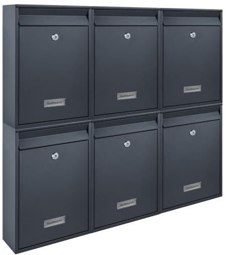 Zedelmaier Mehrfamilienhaus personalisiert 6er Briefkastensysteme Briefkastenanlage Briefkästen Wandbriefkasten Postkasten 26x35x8,5cm Anthrazit XL