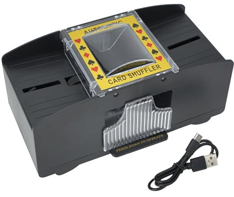 Kolamom Kartenmischmaschine Elektrische für 1-2 Decks, Automatischer Spielkarten Mischmaschine für Familientreffen, Kartenmischer Elektrisch für UNO, Poker, Blackjack - USB + Batteriebetrieben