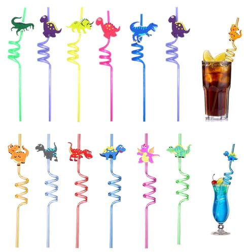 FENQURO Lot de 12 pailles en plastique réutilisables paille en plastique, paille plastique pour enfants, Pour fête d'anniversaire, Accessoires de fête