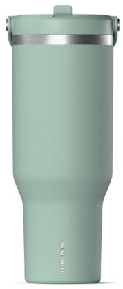 Hydrapeak Nomad Trinkbecher mit Griff und Trinkhalm-Deckel, auslaufsicher, doppelt isoliert, 1,2 l, Edelstahl, Grün (Seafoam)