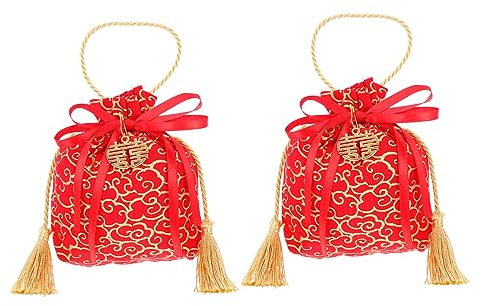 KOCKSHION 2 Pièces Sacs à Cordon à Thème Chinois Sachets à Bonbons Portables Sacs Cadeaux de Mariage à Cordon Pochettes pour Bonbons
