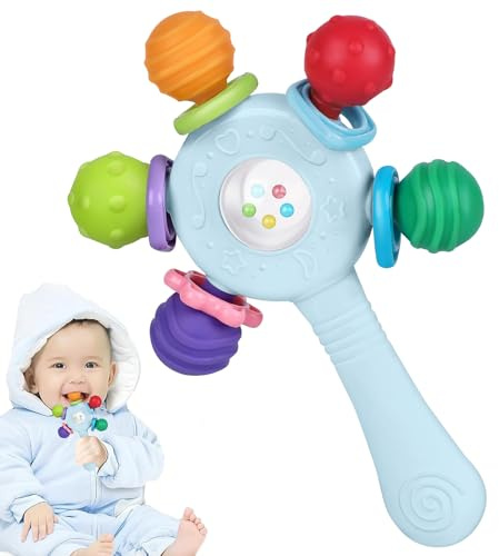 Baby Beißring aus Silikon, Griffstärkung, Blau | Lebensmittelechtes Silikon, BPA-frei, würgerechtes Design, fördert Zahnentwicklung, ideal für Babys im Alter von 36+ Monaten