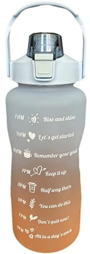 NexusGlow 2L Water Bottle with Straw, Plastic Drinks Bottle Leakproof with Time Marker, Lock Cover Design Water bottles Motivational for Fitness School Sports Gym Outdoor Sports Cycling (blue)