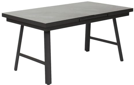Home4You Gartentisch ausziehbar - 180/240 x 90 cm - Anthrazit - Grau - Aluminium - Glasplatte - Ausziehtisch Esstisch Terrassentisch Balkontisch Loungetisch
