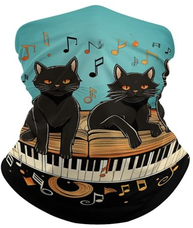 Dekorativ Röhrenschal Katzen Schwarz Auf Dem Klavier Halstuch Sportarten Bandana Für Damen Herren Wandern