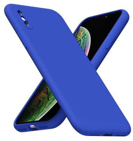 LoeoeL for iPhone X/Xs Phone Case Silicone, Minimalist Ultra Thin Slim Soft Rubber Gel Solid Color Matte TPU Cute Case for Women Men, Girly Plain Aesthetic Design & Camera Cover, Royal Blue