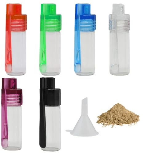 GCNWW 6-teilige Flasche mit Löffel, praktisches Fläschchen mit Löffel-Set mit Mini-Trichter, wasserdichte Premium-Glasfläschchen für Outdoor-Reisen (transparent)
