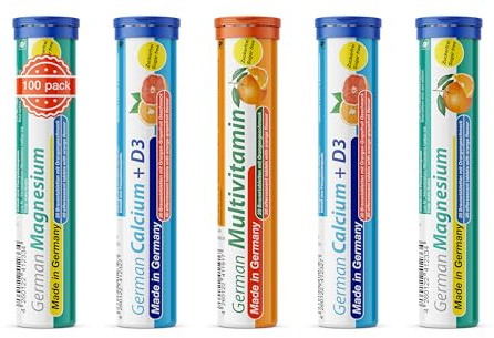 T&D German Elektrolyt Mix - 100 Brausetabletten - Orangengeschmack - Magnesium, Calcium - Zuckerfrei - Made in Germany