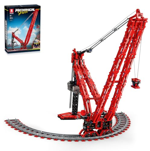 Reobrix RC Crane SK6000 Building Block Sets Adults, Remote Control Ring Rail Cranes Construction Toys, Technical Mechanical Functional Heavy Duty Toy Decor Display Model Kits 14+ (1196PCS)