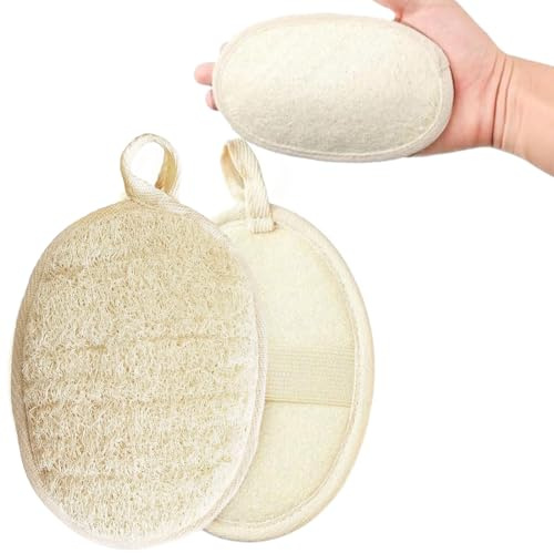 2 stycken duschsvamp, naturlig luffasvamp peeling kroppstvätt, tillverkad av miljövänlig och biologiskt nedbrytbar dusch luffasvamp, luffa för kvinnor och män