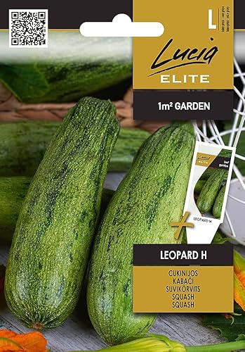 Lucia Elite | Zucchini - LEOPARD H samen | Gemüsesamen | Grüne Früchte mit dunklen Flecken, frühe & ertragreiche Sorte | Für Garten & Hochbeete | Zucchini Saatgut | 1 Pack