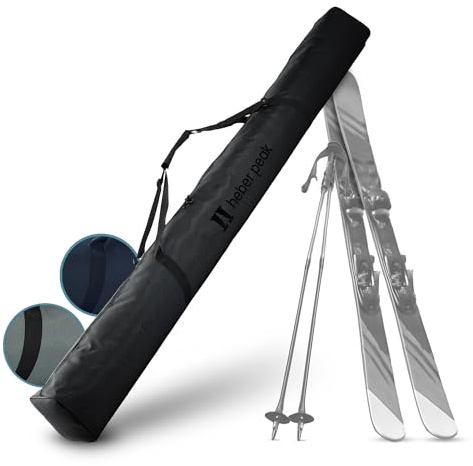 Heber Peak – Skitasche wasserfest CedarHe. Ski Bag Basic – Skisack 200 cm für 1 Paar Ski & Stöcke – Skihülle robust & wetterfest, mit Zwei-Wege-Reißverschluss & gepolstertem Tragegriff