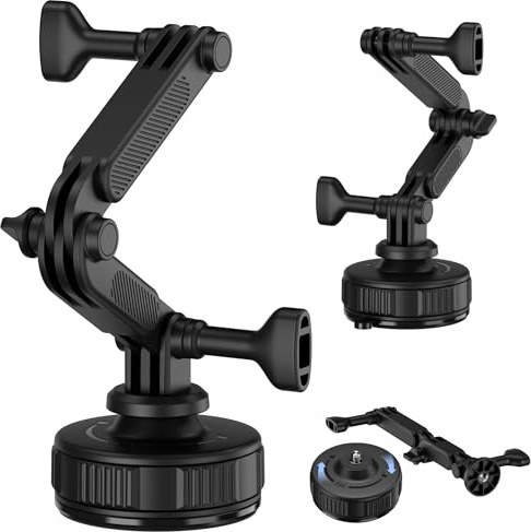JJC Vacuum Suction Cup Mount for DJI Osmo Action 6 5 Pro 4 3 Car Dash Mount | Suction Cup Holder with Extension Arm Adapter for Hero & Ace Pro 2,Detachable 1/4-20 Car Holder for X5 & Osmo 360 Pocket 4 3