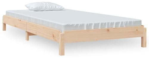 XHNIFBN Stapelbett 90x190 Kiefer Massivholz Gestapeltes Gästebett Lattenrost Naturfarben Modernes Design für Kinderzimmer Gästezimmer Schlafraum