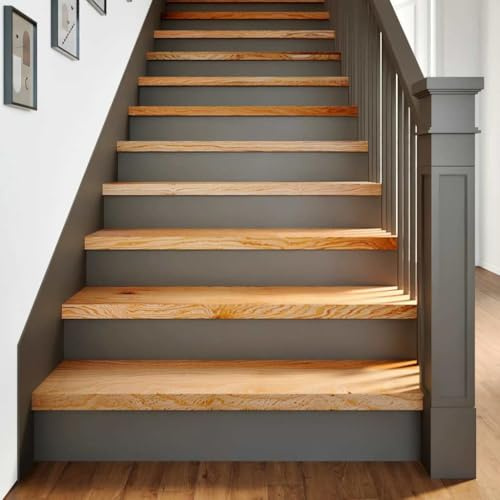 sephironlbb Gradini per scale in legno massello di quercia marrone chiaro, 90 x 25 x 2 cm, 4 pezzi, per scale interne in legno, antiscivolo, con funzione di protezione per casa, appartamento