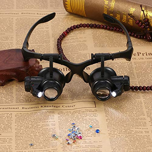 Tragen Einer Brille Typ Stirnband Lupe Linse mit Licht zum Lesen von Schmuck Lupenuhr und elektronische Reparatur (10X, 15X, 20X, 25X)