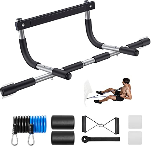 ALLY PEAKS Pull Up Bar Thickened Steel Pipe Super Heavy Duty Steel Frame Upper Workout Bar| Multi-Grip Strength for Doorway | Indoor Chin-Up Bar Fitness Trainer for Home Gym Max Limit 440 lbs