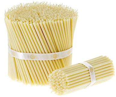 Danilovo 200 Stück Weiß Bienenwachs Kerzen - Orthodoxe Kerzen für Gebet, Rituals, Tischdeko Hochzeit - Ungiftig, Ruß - Tropffrei, Lang, Nachhaltige Produkte, N100, Höhe: 16 cm, Ø 5,7 mm