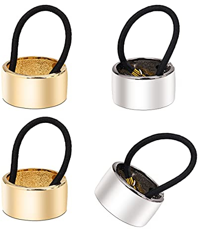 4 Stücke Metall Kreis Haar Manschette Elastisches Haarband Haargummis Pferdeschwanz Halter Haar Seil Zubehör für Frauen Mädchen, 2 Arten