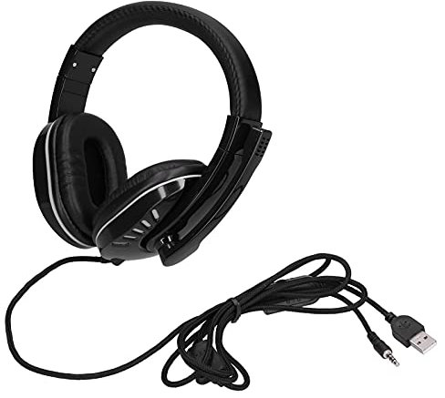 Fdit Gaming Headset for PS4/Series/Switch Gaming Consoles and PC Video Games, Red LED Over Ear Headphones with Noise Cancel Mic, 3.5mm Aux