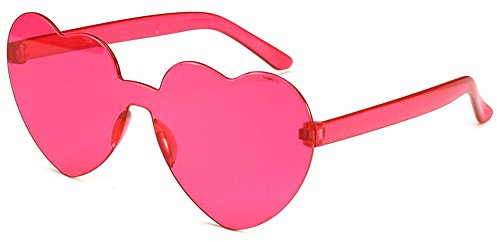 NYKKOL Gläser Herzförmige Sonnenbrille Vintage Cat Eye Mod Stil Party Sonnenbrille Retro Transparent randlose Brille für Frauen und Mädchen (rosa rot)