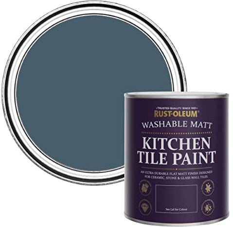 Rust-Oleum Blue water resistant Kitchen Tile Paint in Matt Finish - Blueprint 750ml
