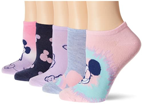 Disney Mickey Mouse 5 Pack No Show Socks Chaussettes décontractées, Assortiment de Roses, 8-10 (Lot de 5) Femmes