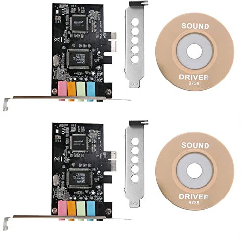Cusstally 2 tarjetas de sonido PCIe 5.1, PCI Surround 3D tarjeta de audio para PC con rendimiento de sonido directo y soporte bajo perfil