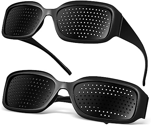 ULTECHNOVO 2 Stück Gitterbrille Lochbrille, Lochbrille Augentrainer Lochbrille Anti-Ermüdungsbrille Schwarze Gitterbrille für Augenentspannungstraining
