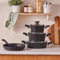 Karaca Defne Bio Granite Cookware Set with Lids - Non Stick Pots and Pans Sets - Durable Kitchen Set for Enhanced Cooking Experience - PFOA Free (7 Piece, Black)