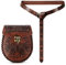 PEUTIER 2 Stücke Leder Gürteltaschen Set, mit einem Wikinger-Gürtel und einer Renaissance-Tasche mit Wolf-Totem Medieval Belt Pouch Renaissance-Accessoires für Party Festival Wandern (Braun)