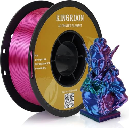 Kingroon Silk PLA Filament Triple Color PLA 3D Printer Filament, Dimensional Accuracy +/- 0.03mm, 1kg Spool(2.2lb), 1.75mm, Red Blue Green 3D Prionter Filament