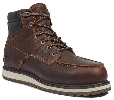 Timberland Pro Irvine - Stivali da lavoro da uomo, con zeppa, 15,2 cm, punta di sicurezza, Marrone, 14 Wide
