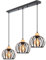 iDEGU 3-flammig Pendelleuchte Vintage Industrial Hängelampe aus Holz und Eisen Käfig Design 20cm Lampenschirm E27 Hängeleuchte für Esstisch Küche Wohnzimmer Schlafzimmer Restaurant (Balken, Schwarz)