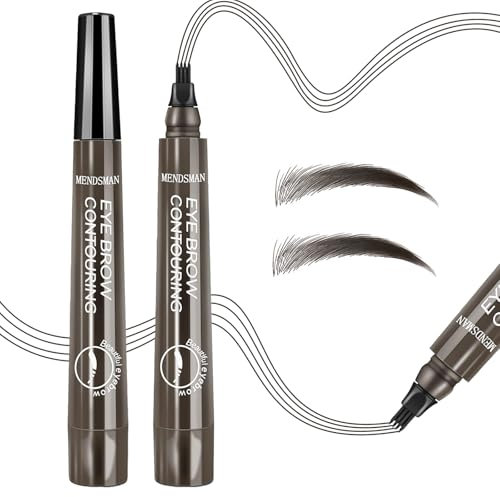 Microblading Eyebrow Contouring Pen Pencil - Magical Precise Waterproof Brow Pen Liquid Natural Eyebrow Contouring 4 Tip Pen Micro-fork Tip Brow Pencil with Micro-Fork Tip Applicator (Grey Brown-04)