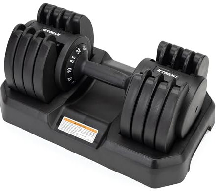 TREXO Verstellbare Hantel 32 kg Gewichtsregulierung mit Drehknopf Gewichte Hantel aus Eisen für Krafttraining Verstellbare Kurzhantel mit Ergonomischem Rutschfestem Griff
