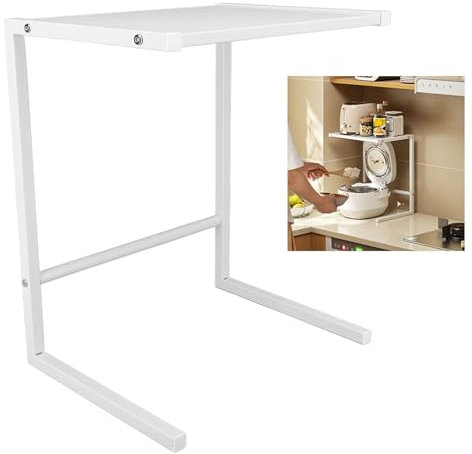 Topyond Rejilla para Horno de Microondas, Estante de Acero al Carbono para Ahorro de Espacio con Carga de 33 LB para Cocina, Impermeable, Organizador Ajustable para Encimera (S)